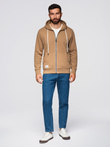 BASIC men's unbuttoned hooded sweatshirt - brown V2 OM-SSBZ-0178