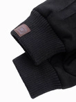 Men's eco suede gloves with welt - black V1 OM-ACGL-0112
