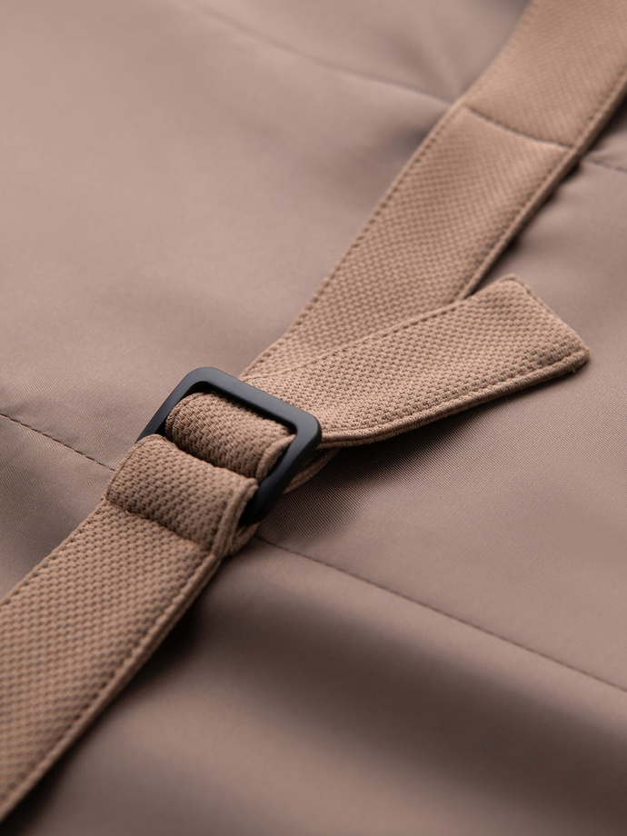 Přiléhavá elegantní pánská vesta s elastanem a klopami - hnědá V1 OM-BLZV-0145