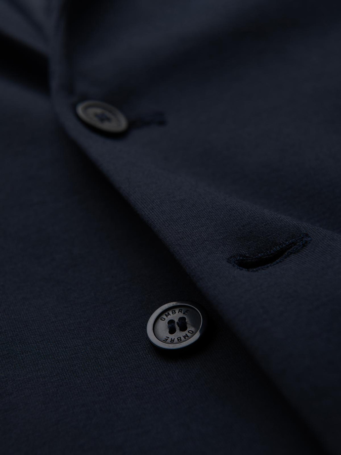 Pánska pletená bunda na mieru - tmavomodrá V3 OM-BLZB-0100