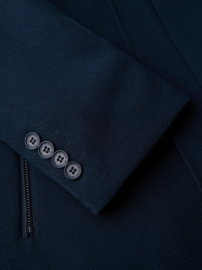 Men's tailored structured coat with high collar - navy blue V2 OM-COWC-0136