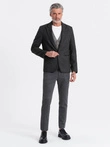 Stylish men's jacquard blazer with delicate stripes - graphite V1 OM-BLZB-0113