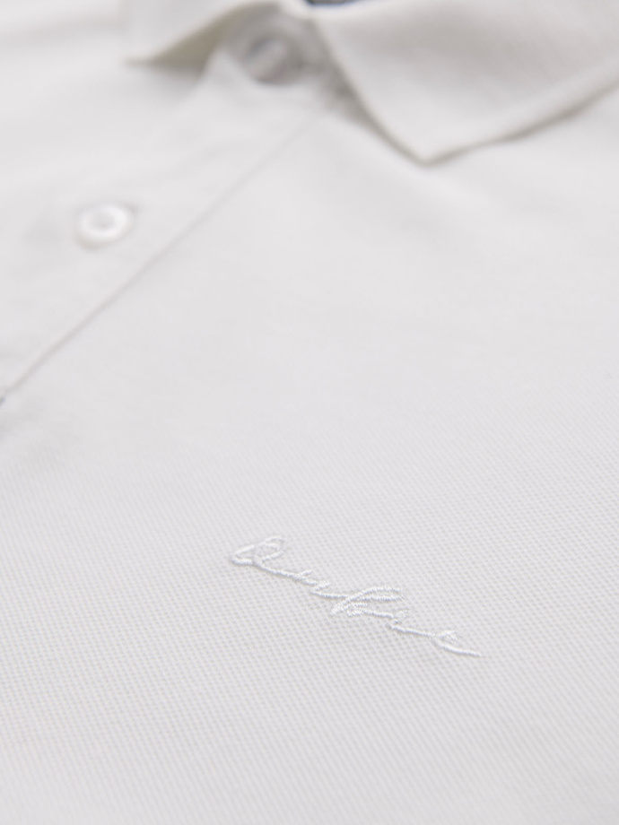 Bavlněná polokošile z piké úpletu - ecru V7 OM-POSS-0103