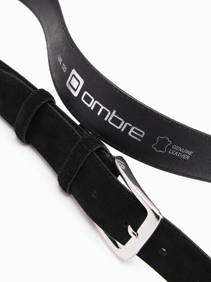 Curea bărbătească monocoloră din piele naturală de căprioară - negru V1 OU-ACBE-0113