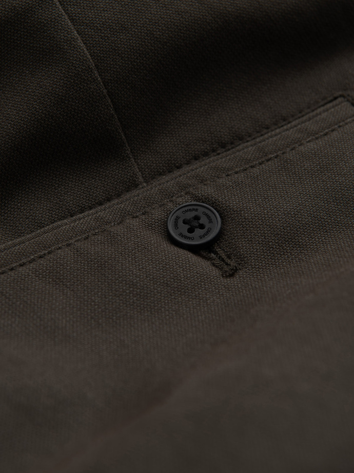 Klasické pánske chino nohavice s jemnou textúrou - khaki V2 OM-PACP-0188