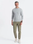 BASIC men's longsleeve with round neckline - grey melange V3 OM-LSBL-0106