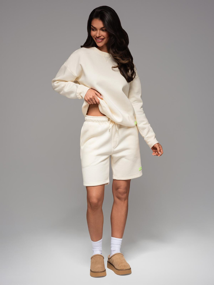 UNISEX sweatshirt + shorts set - cream V2 Z108