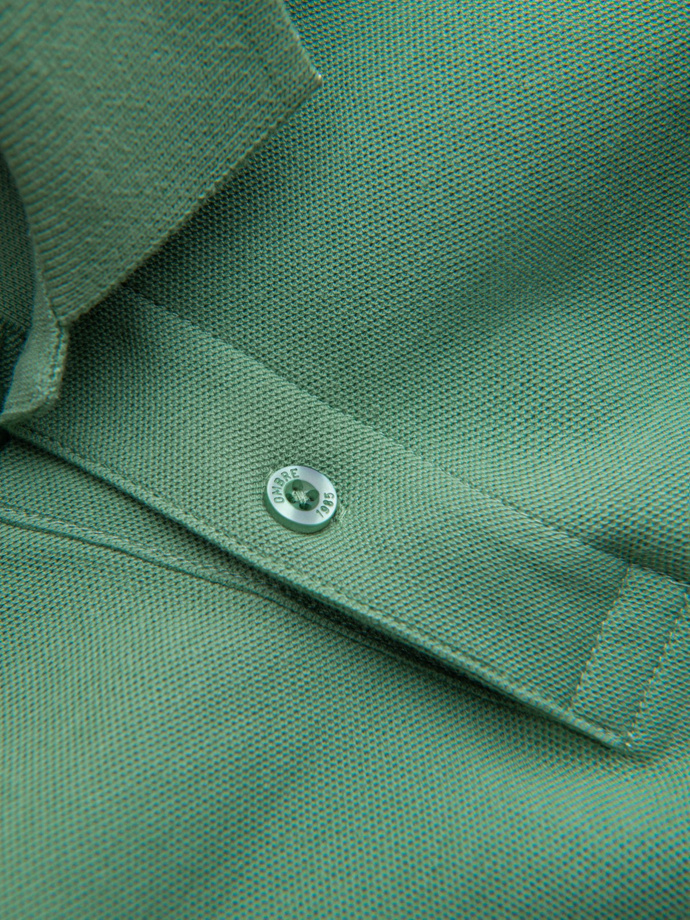 Pánska jednofarebná pletená polokošeľa BASIC - zelená V11 OM-POBS-0100