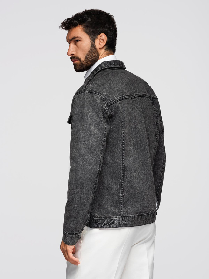Men's denim jacket katana with washem - black V3 OM-JADJ-0219