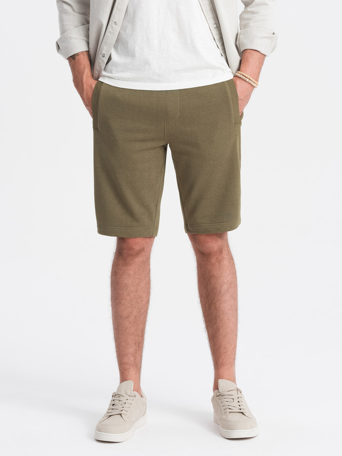 Men's pre-knee BASIC sweat shorts - olive V2 OM-SRBS-0149