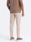 Pantaloni CARROT pentru bărbați CARROT din tricot structurat în două tonuri - bej V2 OM-PACP-0168