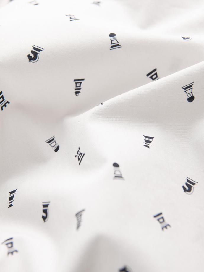 Vyriški SLIM FIT raštuoti medvilniniai marškiniai - balti V2 OM-SHCS-0151