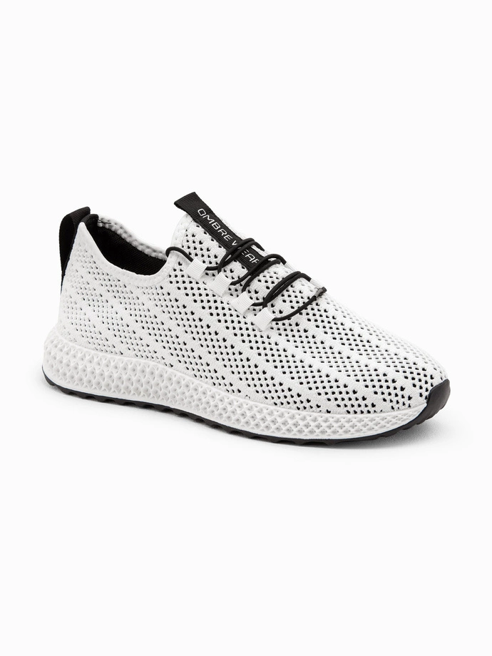 Men's mesh slip-on sneakers shoes - white V7 OM-FOKS-0117