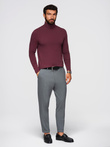 Men's plain turtleneck longsleeve - maroon V6 OM-LSCL-0130