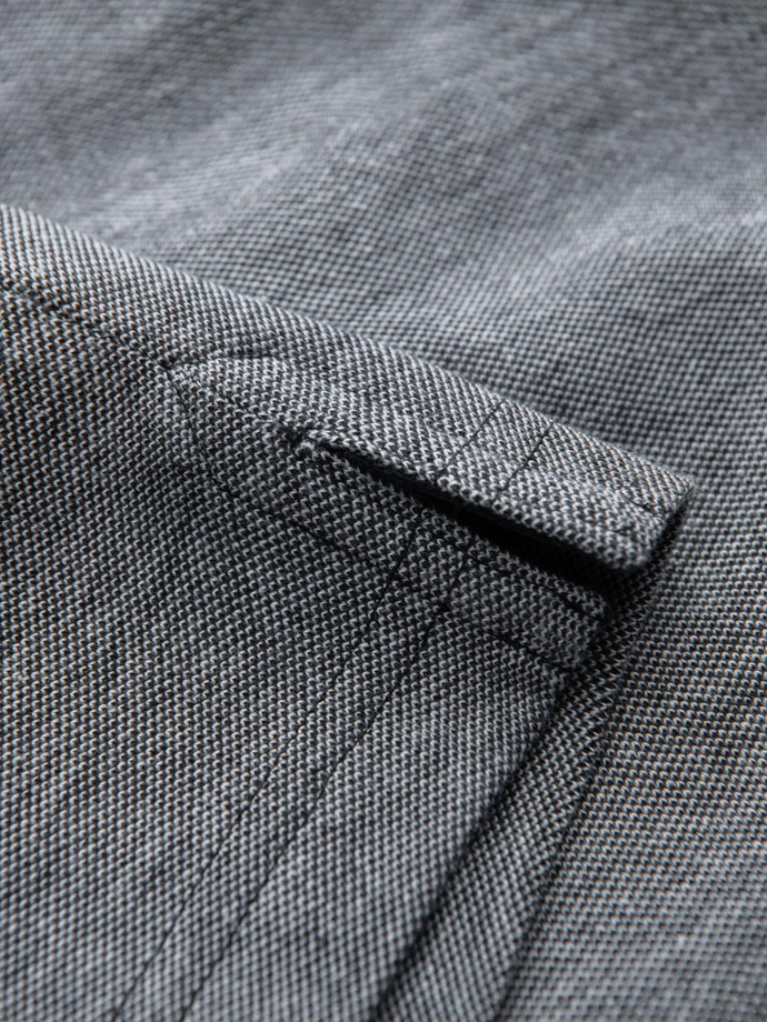 Pánská melanžová polokošile s pruhovaným límcem - černá V1 OM-POSS-0109