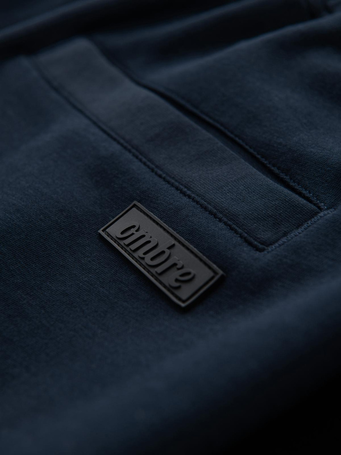 Men's sweatpants with straight leg and rubber details - dark blue V2 OM-PASK-0281