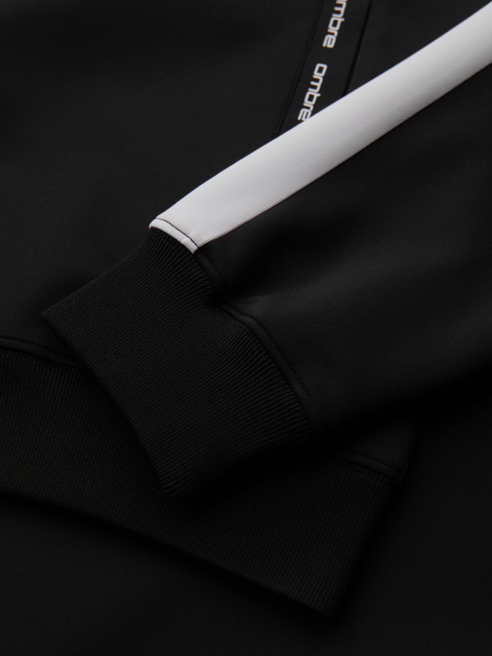 Pánská mikina na zip s kapucí a lemováním - černá V1 OM-SSZP-0210