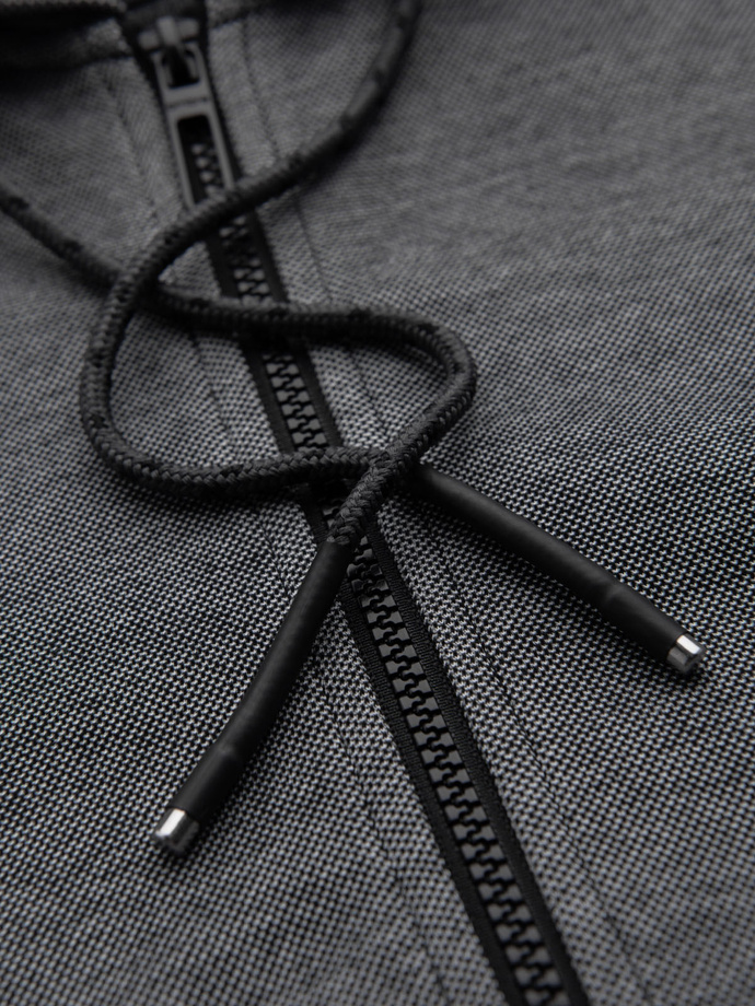 Pánska mäkko štruktúrovaná mikina s kapucňou - čierna V1 OM-SSZP-0191