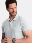 Men's BASIC single color pique knit polo shirt - grey V20 OM-POBS-0100
