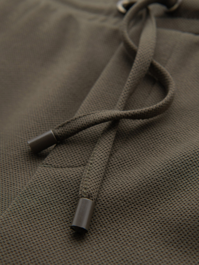 Men's knit shorts with rolled up legs - olive V5 OM-SRCS-0170