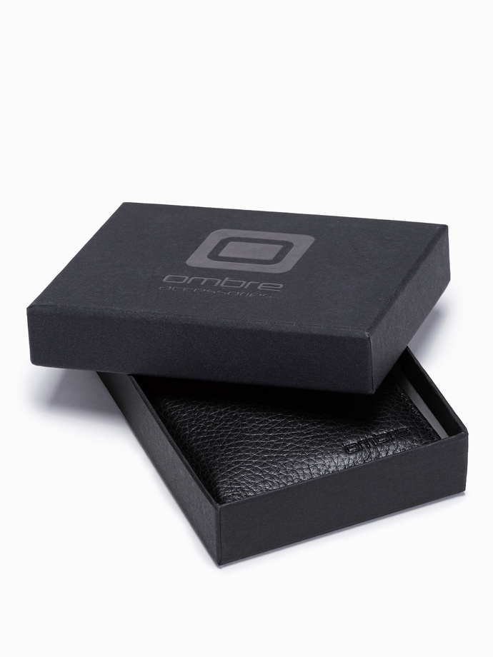 Men's leather wallet - black A608