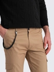 Pantaloni pentru bărbați cu buzunare cargo și tiv la picior - maro cald V2 OM-PACG-0189