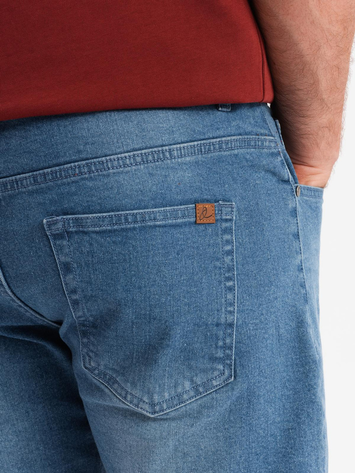 Pantaloni scurți casual pentru bărbați SLIM FIT jacquard knit - albastru marin V1 OM-SRCS-0168