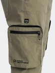 Men's JOGGER pants with zippered cargo pockets - light olive V1 OM-PAJO-0135