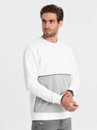 Vyriški kontrastingų spalvų marškinėliai OVERSIZE - baltos ir pilkos V1 OM-SSNZ-0130