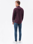 Men's elegant shirt with long sleeves - dark red K463