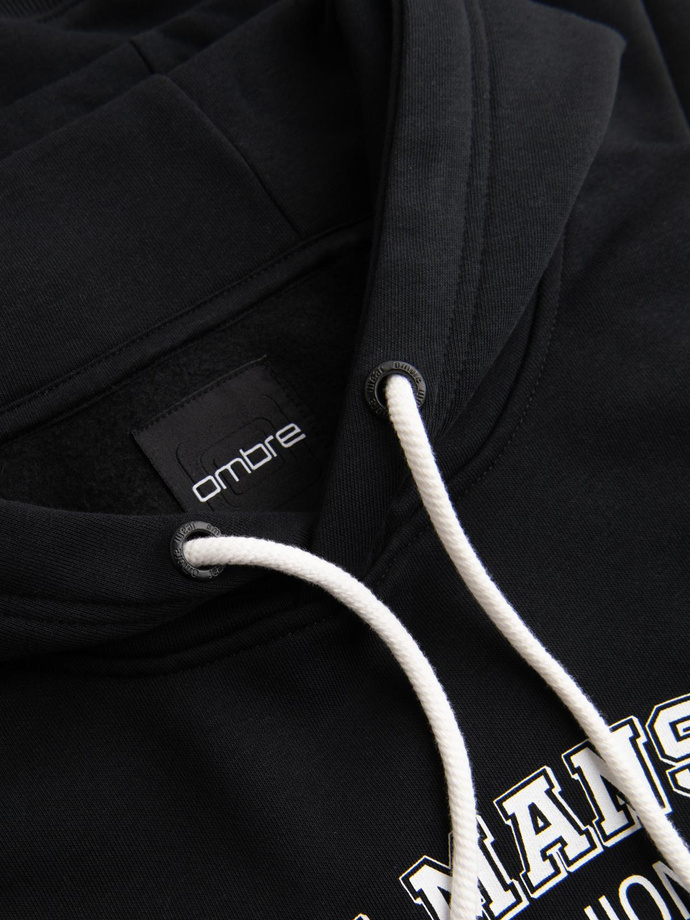 Men's hooded sweatshirt with graphics - black V3 B1714