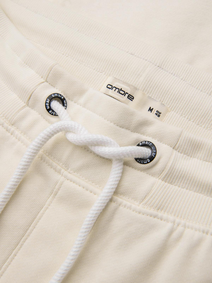 Men's sweatpants with unlined leg - cream V11 OM-PABS-0206