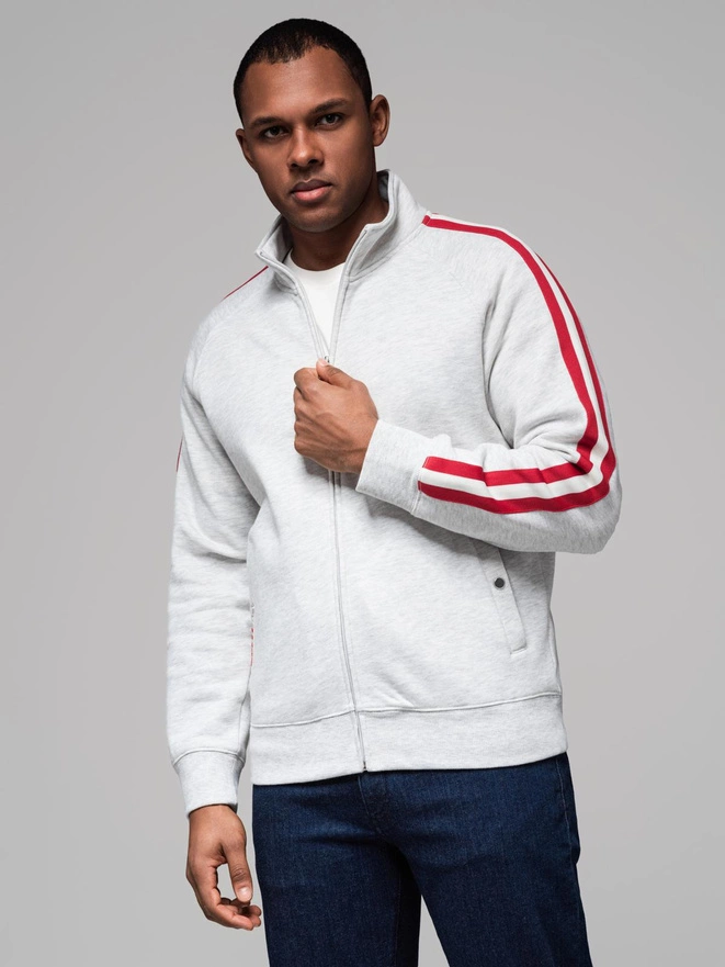 Bărbați bomber de bumbac bomboane sweatshirt descheiat - burgundy V13 OM-SSZP-0215