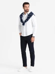 Vyriški trikotažiniai SLIM FIT marškiniai ilgomis rankovėmis - balti V1 OM-SHCS-0177