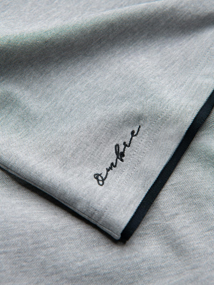 Tricou polo bărbătesc din bumbac cu ornamente contrastante - gri V7 OM-POSS-0113