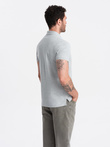 Men's BASIC single color pique knit polo shirt - grey V20 OM-POBS-0100