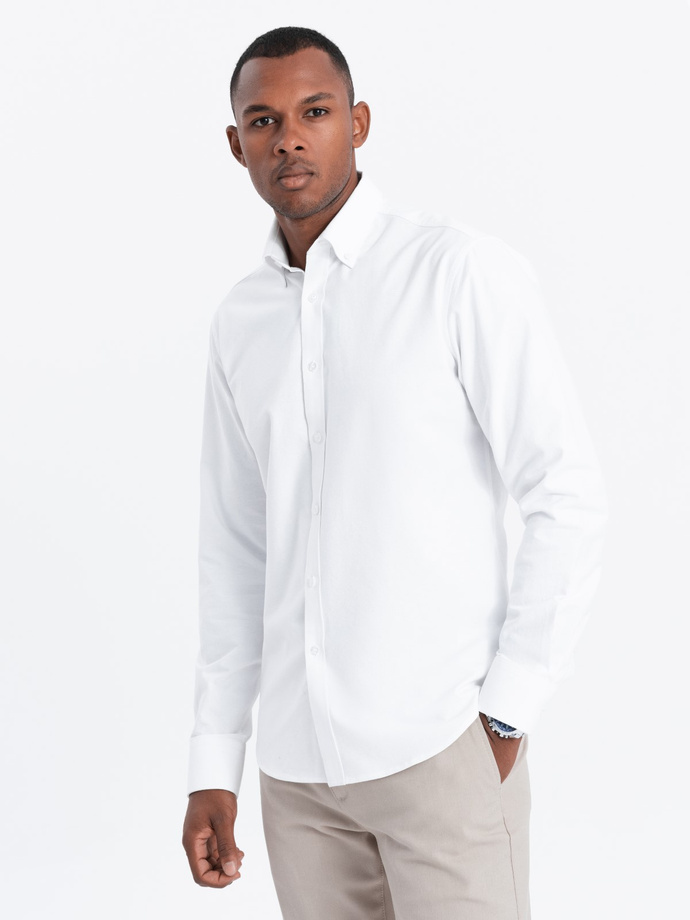 Men's classic cotton oxford REGULAR shirt - white V1 OM-SHOS-0114
