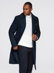 Men's navy double-breasted wool coat - navy blue V1 OM-COWC-0134