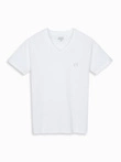 Men's V-neck SLIM FIT t-shirt with elastane and print - white V2 OM-TSBC-0221
