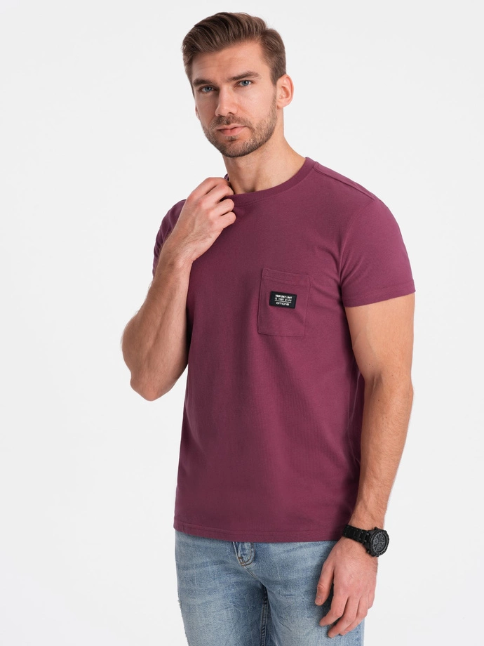 Tricou casual pentru bărbați cu buzunare aplicate - roz închis V5 OM-TSCT-0109