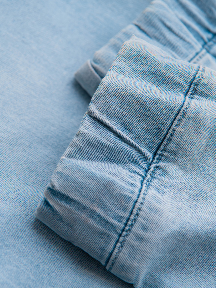 Men's JOGGERS denim pants with wash effect - light blue V1 OM-PADJ-0267