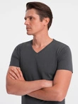 BASIC men's classic cotton T-shirt with a crew neckline - graphite V3 OM-TSBS-0145