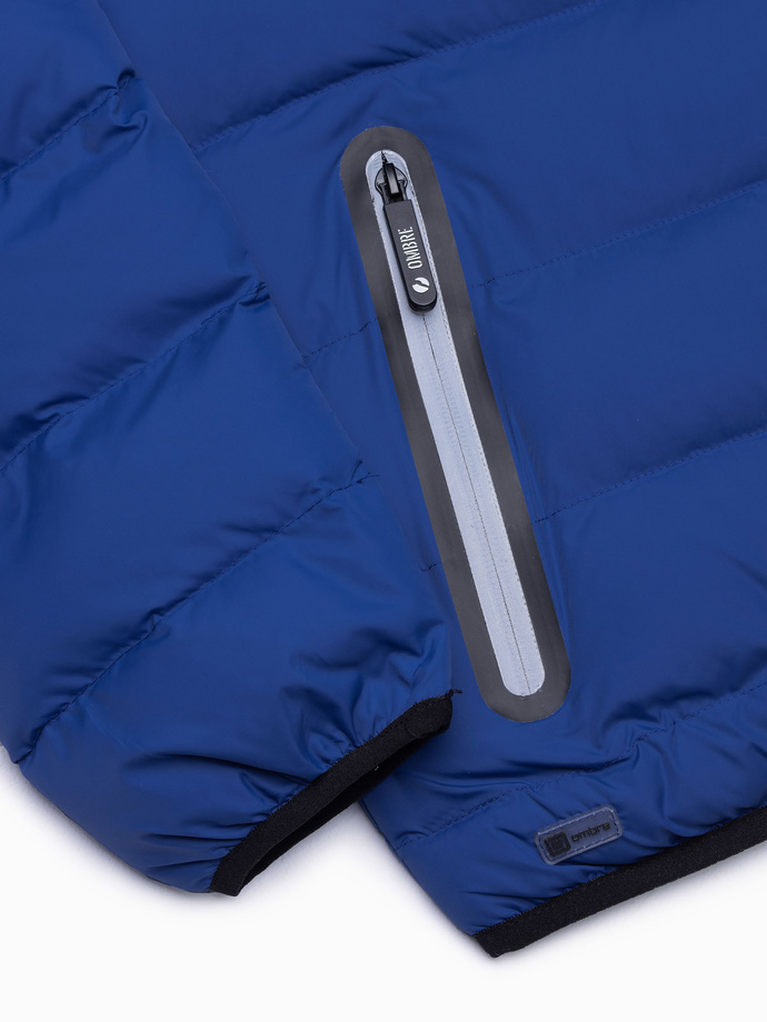 Men's winter quilted jacket - indigo C451