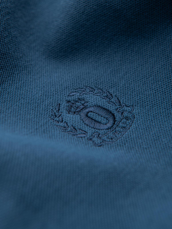 Tricou polo BASIC pentru bărbați, tricou piqué monocolor - albastru închis V13 OM-POBS-0100