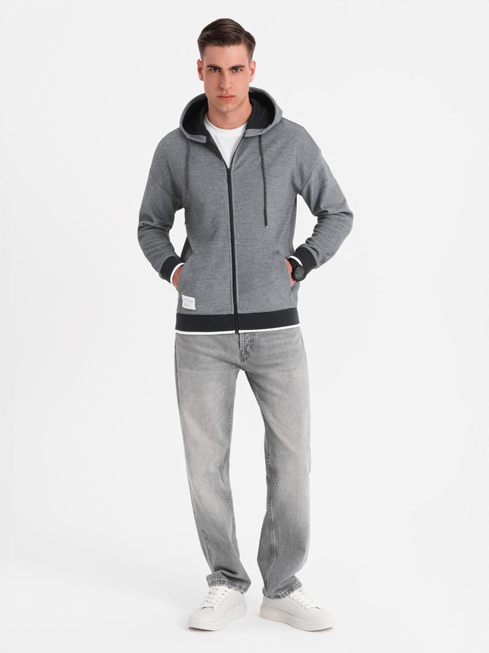 Pánská měkce strukturovaná mikina s kapucí - černá V1 OM-SSZP-0191