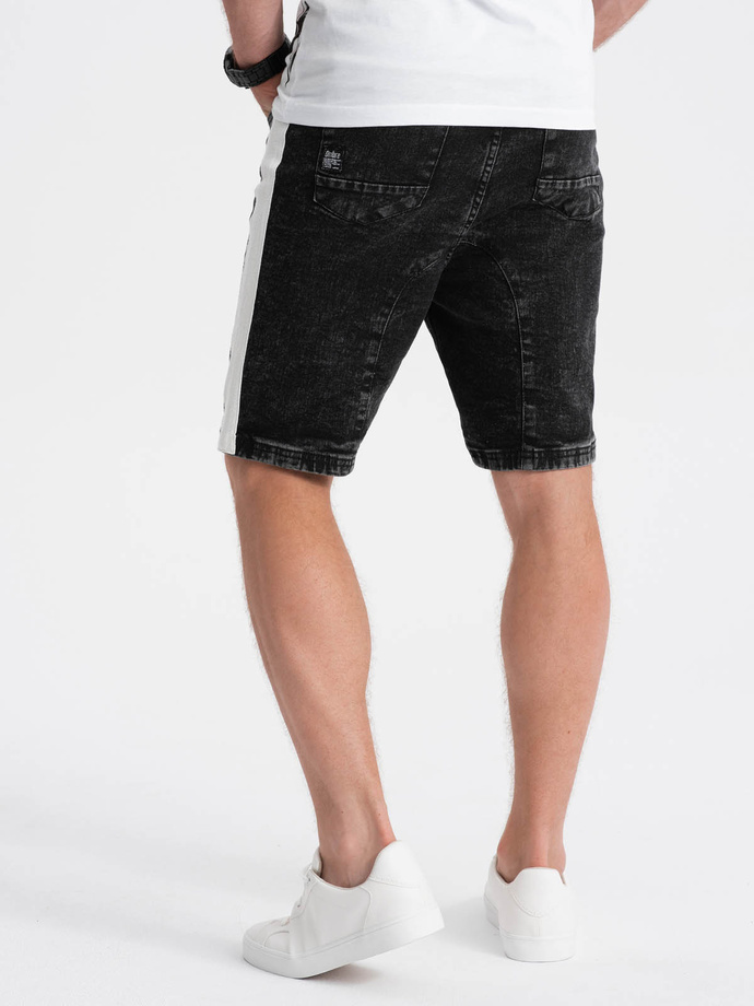 Pantaloni scurti din denim barbati - negru W363