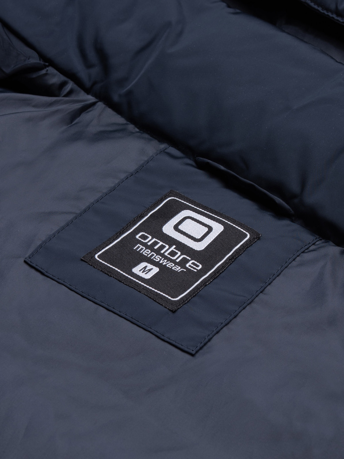 Jachetă de iarnă pentru bărbați cu matlasare neobișnuită - albastru marin V4 OM-JAHP-0127