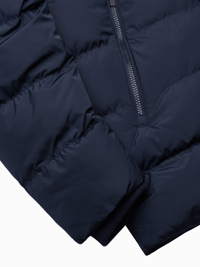 Jachetă de iarnă pentru bărbați cu matlasare neobișnuită - albastru marin V4 OM-JAHP-0127