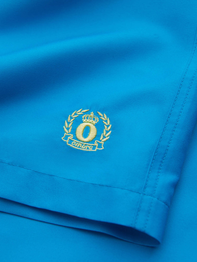 Pánske dvojfarebné rebrované plavecké šortky - modré V6 OM-SRBS-0141