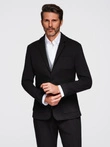 Men's SLIM knit jacket with subtle texture - black V2 OM-BLZB-0101
